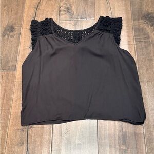 Aqua Black Crochet Sleeve Blouse